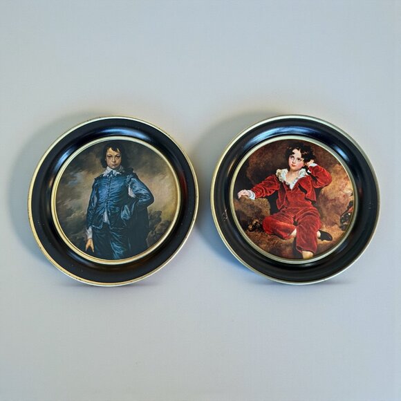 Vintage Other - 2 Vintage Tin Classic Picture of Blue Boy & Red Boy